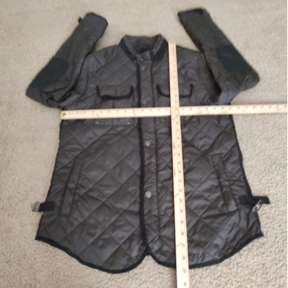 American Stitch Quilted Barn Jacket Women XL Olive Green Excellent Elbow Patches
